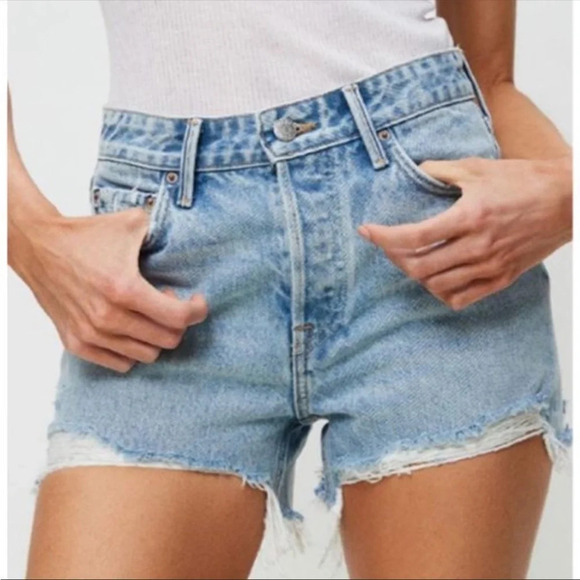 GRLFRND The Helena High Rise Cut Off Jeans Shorts Newport frayed Raw hem Size 30 - Picture 1 of 13